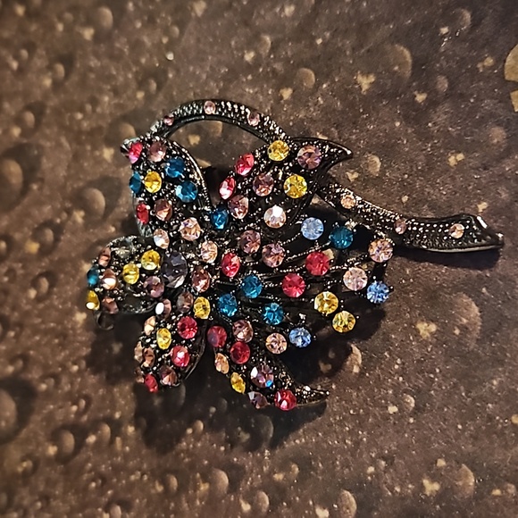 Colorful Rhinestone Flower Pin - Picture 3 of 4